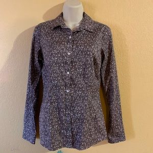 Button down long sleeve floral print